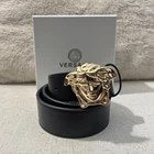 Versace Belt Men's Black Dress Gold Medusa Head Logo Buckle Size 36 New. Price: $80.00.