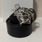 Versace Men's Black Dress Belt Silver Medusa Buckle Size 36 New. Price: $80.00.