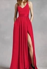 Vera Wang White Collection Valentina Dress Size 6 Red Pockets Front Slit Wedding Pre-owned. Price: $47.45.