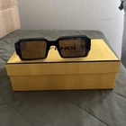 Fendi Men Rectangle Sunglasses Black Plastic Frame Brown Tinted Lenses New. Price: $275.00.