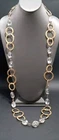 Kenneth Jay Lane Kjl Necklace Rock Crystal Gold Tone Circle Link Chain 42" Long Pre-owned. Price: $44.00.