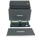 Chanel Sunglasses 5521-A C.1459/S3 Oversized Polished Green Gold Hearts Hexagon New. Price: $379.99.