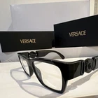 Versace Black Square Full Rim Plastic Eyeglasses Designer Medusa Logo With Box New. Price: $165.00.