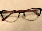 Womans Cats Frames Fuchsia Red Black Half Rim Eyeglasses 51 17 135 Babydoll Pre-owned. Price: $36.99.