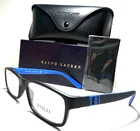 Polo Ralph Lauren 2154 5860 Satin Black/blue Temple Authentc Eyeglasses 56-17 New. Price: $109.00.
