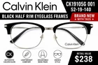 Calvin Klein Eyeglass Frames CK19105G 001 Black Semi Rimless Unisex New. Price: $70.50.