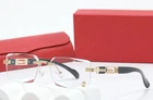 Cartier Gold/black Rimless Designer Rectangular Eyeglasses Metal Plastic Frames New. Price: $250.00.